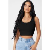 Çerçici Siyah Kare Yaka Crop Top Bluz