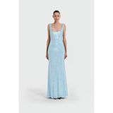 Cercis Kadın Kare Yaka Payetli Maxi Boy Abiye Elbise M26ycr001378