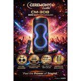 Ceremony Audio | CM-208 | Taşınabilir Bluetooth Parti Hoparlör | 2x8 Inç Woofer | 400WATT | Tws | Disco Lights