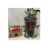 CEREN MANGAL Çift Musluk Semaver Demlik Ve Paket Odun + 5l İç Demlik Dahil