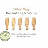 Ceren Wooden 5’li Mini Doğal Ahşap Baharat Kaşığı Seti