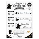 Ceres Studio Beyaz İsimli Kişiye Özel Suya Dayanıklı Meraklı Kedi Okul Etiketi – 258 Adet İsimli Çıkartma