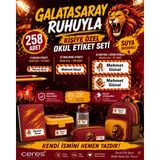 Ceres Studio Galatasaray Taraftar Etiketi Okul Etiketi Defter Etiketi Kalem Etiketi Kişiye Özel Suya Dayanıklı - --
