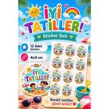 Ceres Studio Iyi Tatiller Sticker Seti I11- 12 Adet Yuvarlak Etiket | Karne Kılıfı Etiketi - Çok Renkli