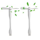 Cerioll Mini USB Vantilatör, 90 mm Esnek Boyunlu, 2 Adet Çıkarılabilir Fan, USB C Telefon Fanı, PC Powerbank ve USB Cihazları İçin (Beyaz)