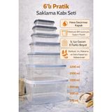 Ceritoğlu Hava Geçirmez 6'lı Saklama Kabı (Stackable) Iç Içe Geçer-Bpa Free-Dikdörtgen - Şeffaf