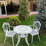 CERİTTİ Ferforje Görünümlü Masa ve Sandalye, Bahçe, Balkon ve Dış Mekanda Kullanılabilir, 2 Yıl Garantili, 150 KG Taşıma Kapasiteli, Plastik Masa ve Sandalye Takımı (Beyaz, Standart)