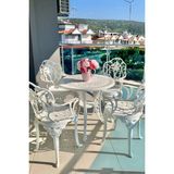 Ceritti Ferforje Görünümlü Plastik Masa Sandalye Takımı, 150 kg Taşıma Kapasiteli, 2 Yıl Garantili, Bahçe, Balkon, Tüm Dış ve İç Mekanlara Uygun, Beyaz Masa Sandalye Takımı