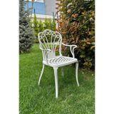 CERİTTİ Ferforje Görünümlü Plastik Sandalye, Bahçe, Balkon ve Dış Mekanda Kullanılabilir, 2 Yıl Garantili, 150 KG Taşıma Kapasiteli, Tek Plastik Sandalye (Beyaz Renk Tek Sandalye, Standart)