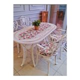 Ceritti Isparta Model Ferforje Görünümlü Plastik Oval 4'Lü Masa Ve Sandalye Takım Balkon Bahçe Takımı İç/Dış