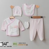 CERİTTİ Sevimli Ev ve Ayıcık Desenli, Pembe Renk, Yenidoğan Kız Bebek Zıbını, 5'li Hastane Çıkış Zıbın Seti%100 Organik Pamuk (0-3 Ay) (541)