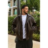 Çerme Vintage Erkek Oversize Kahverengi Deri Ceket - L - 0-Kahverengi