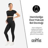 Cervus Bloomar Kadın Hamile Seamless Yüksek Bel Destekli Esnek Tayt (Siyah, S)