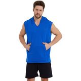 Cervus Erkek T-Shirt Sıfır Kol Kapşonlu Spor Sweatshirt - Saks - Mavi