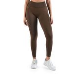 Cervus Kadın Yüksek Bel Selülit Gizleyici Dokulu Tayt - Toparlayıcı Push Up Etkili Spor ve Yoga Taytı (Kahverengi, M)