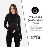 Cervus Vistara Kadın Seamless Toparlayıcı Yüksek Bel Spor Tayt (Siyah, S)