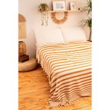Ces Store %100 Pamuk Çift Kişilik Püsküllü Pike, Yatak Örtüsü 240X260CM - Kayısı