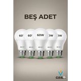 Cesaa Elektrik Novo 9W LED Ampül Beyaz Işık 6500K 60W - beşli