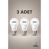 Cesaa Elektrik Novo 9W LED Ampül Beyaz Işık 6500K 60W - üçlü