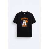 cesita Cadılar Bayramı Halloween Mom Anne Baskılı Siyah Tişört T-shirt