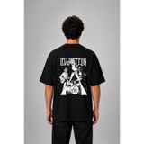 cesita Led Zeppelin Müzik Grubu Baskılı Pamuklu Siyah Tişört T-shirt