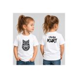 cesita Yavru Kurt Yazılı Kurt Baskılı Pamuklu Kumaş Beyaz Tişört T-shirt