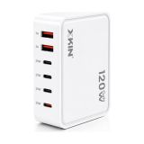 Çeşithane 120W GaN Çoklu Şarj İstasyonu – 6 Port USB-C PD & QC Hızlı Şarj Adaptörü, Masaüstü Laptop & Telefon Şarj Cihazı (Aynı Anda 6 Cihaz) (Beyaz)