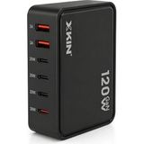 Çeşithane 120W GaN Çoklu Şarj İstasyonu – 6 Port USB-C PD & QC Hızlı Şarj Adaptörü, Masaüstü Laptop & Telefon Şarj Cihazı (Aynı Anda 6 Cihaz) (Siyah)