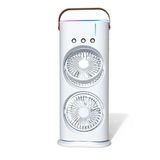 Çeşithane Çift Başlıklı Su Püskürtmeli Vantilatör – USB Şarjlı Mist Fan, Mini Klima Etkili Masaüstü Soğutucu, 3 Kademeli Hız, LED Işıklı Air Cooler