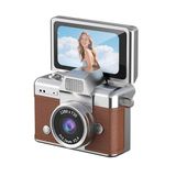 Çeşithane Mini CCD Dijital Kamera Çevirmeli Ekranlı, Taşınabilir Fotoğraf ve Video Kamerası, Boyuna Asılabilir Retro Vlog Kamera (Koyu Kahverengi)