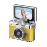 Çeşithane Mini CCD Dijital Kamera Çevirmeli Ekranlı, Taşınabilir Fotoğraf ve Video Kamerası, Boyuna Asılabilir Retro Vlog Kamera (SARI)