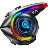 Çeşithane Y21 Renkli Işıklı Motosiklet Interkom - Dahili Fm Radyolu, Bluetooth 5.3 Teknolojili, Rgb Aydınlatmalı ve Su Geçirmez Kask Içi Kulaklık Seti - Siyah