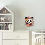 Çeşitli Çiçek Taçlı Panda Duvar Stickerı