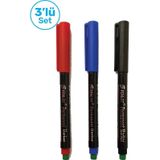 Çeşitli Fenlot Karışık Renk Asetat Permanent Cd Kalemi Medium Uçlu (3lü set)