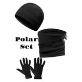 Çeşitli Siyah Termal Kışlık Kaliteli Polar Eldiven-Bere-Boyunluk 3 lü Set