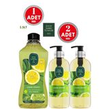 Çeşme Limonu Doğal Zeytinyağlı Sıvı Sabun 500 ml 2 ADET + 1.5 LT 1 ADET
