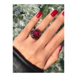 Ceso Accesories Kadın Bronz Otantik Kırmızı Büyük Taşlı Yüzük - Retro Tasarım