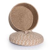 Cesta Kapaklı El Yapımı Pamuklu Natural Bej Hasır Dekoratif Sepet 25cm 9033 25 cm Natural Bej