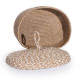 Cesta Kapaklı El Yapımı Pamuklu Natural Bej Hasır Dekoratif Sepet 25cmx34cm 9035 25 x 34 Natural Bej