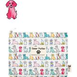Cesur Patiler Köpek Desenli Makyaj Çantası Portföy & Clutch Çanta 24CMX19CM - 24 x 19 cm - Beyaz - Renkli