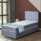 Cesur Tek Kişilik Baza Başlık Letto Yatak Seti - Açık Gri