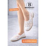 çetin ayakkabı Model Beyaz Dantel Kadın Espadril Ayakkabı 5910