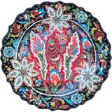 Çetin Çini Seramik El Işlemesi 18 cm Desenli Kabartma Tabak