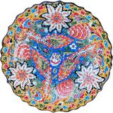 Çetin Çini Seramik El Işlemesi Karışık Desenli Kabartma Sarı Tabak 18 cm