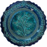 Çetin Çini Seramik El Işlemesi Lale Desenli Tabak 18 cm