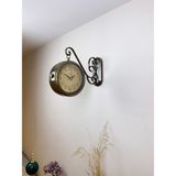 Çetiner Group Eskitme Metal Retro Istasyon Saati 36 x 25 cm – Çift Taraflı Şık Dekoratif Saat - İstasyon Saat - Metal Rengi