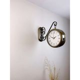 Çetiner Group Eskitme Metal Romen Istasyon Saati 36 x 25 cm – Çift Taraflı Dekoratif ve Şık Tasarım - İstasyon Saat - Metal Rengi