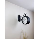 Çetiner Group Siyah Metal Retro Çift Taraflı Istasyon Saati 36 x 25 cm - İstasyon Saat - Metal Rengi