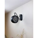 Çetiner Group Siyah Metal Roma Rakamlı Çift Taraflı Istasyon Saati 36 x 25 cm - İstasyon Saat - Metal Rengi