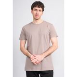 Çetinkaya Mentality 2772 Bisiklet Yaka Slimfit Basic T-Shirt Koyu Vizon - 2XL